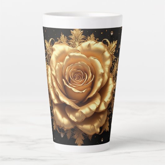 Weelderige Gouden Roos Latte Mok (Voorkant)