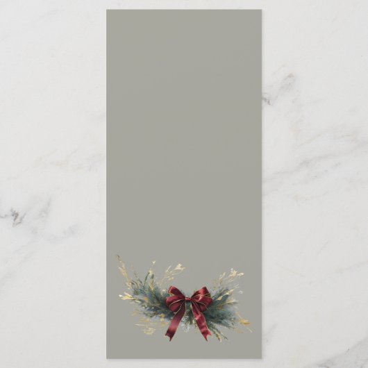 Weelderige groenblijvende rode linten minimalistis menu (Achterkant)