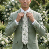 Weelderige groene aquarel eucalyptusbladeren stropdas