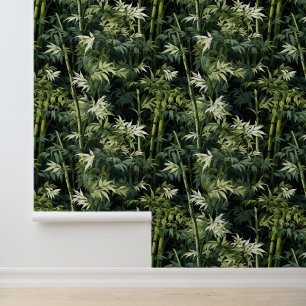 Weelderige groene bamboe bladeren bos schil en sto behang