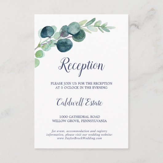 Weelderige groene beplanting en eucalyptus ontvang informatiekaartje (Voorkant)