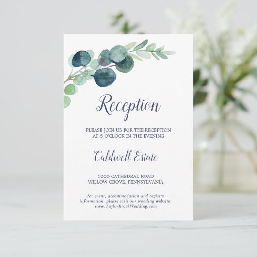 Weelderige groene beplanting en eucalyptus ontvang informatiekaartje (Staand voorkant)