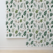 Weelderige groene bladeren en bloemen op wit