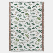 Weelderige groene bladeren en bloemen op wit deken (Voorkant Verticaal)