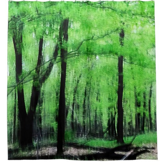 Weelderige groene Bossen Douchegordijn (Voorkant)