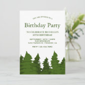 Weelderige groene dennenbomen bos verjaardagsfeest kaart (Staand voorkant)