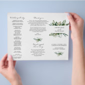 Weelderige Groene Frame Tri+Fold Huwelijksprogramm Flyer (Hand)