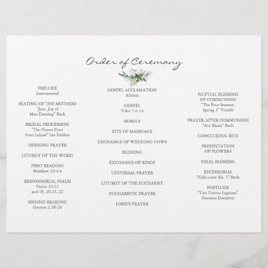 Weelderige Groene Frame Tri-Fold Trouwprogramma Flyer (Achterkant)