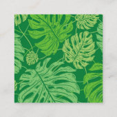 Weelderige groene Monstera bladeren Vierkante Visitekaartje (Achterkant)