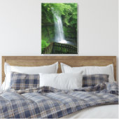 Weelderige groene tropische waterval Wall Art Canvas Afdruk (Insitu (Slaapkamer))