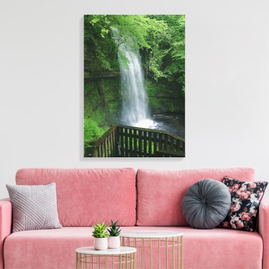 Weelderige groene tropische waterval Wall Art Canvas Afdruk (Insitu (Woonkamer))