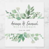 Weelderige groene trouw wijnlabel wijn etiket (Enkel label)