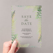 Weelderige groene varens Huwelijk Save the Date Acryl Uitnodigingen (Insitu (Draagbaar))