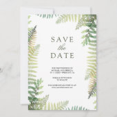 Weelderige groene varens QR Code Foto bruiloft Save The Date (Voorkant)