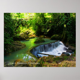 Weelderige Groene Waterval Reisbestemming Indonesi Poster