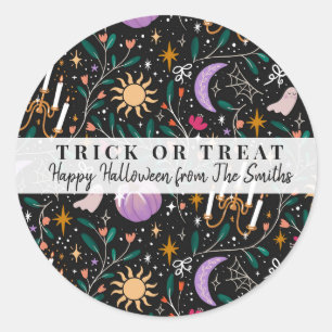 Weelderige Halloween Snoep Trick or Treat Aangepas Ronde Sticker