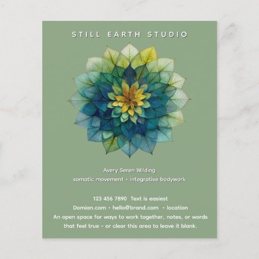 Weelderige Harmonie | Blad Mandala Flyer (Achterkant)
