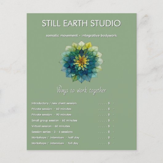 Weelderige Harmonie | Blad Mandala Flyer (Voorkant)
