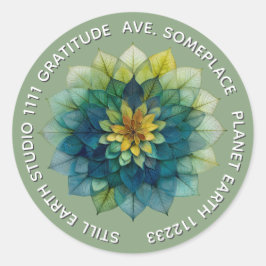 Weelderige Harmonie | Blad Mandala Ronde Sticker