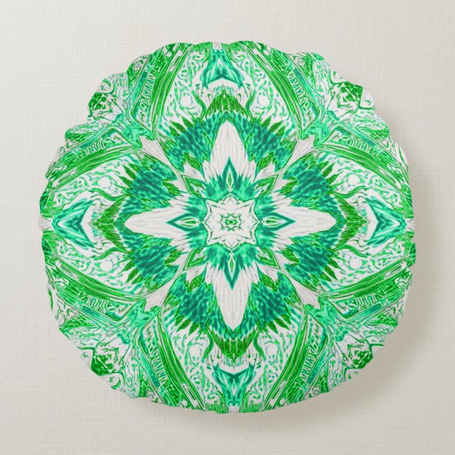 Weelderige harmonie geometrisch patroon rond kussen (Voorkant)