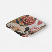 Weelderige harten en Rozen Papieren Bordje (Gebogen)