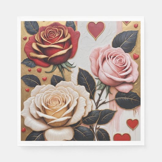 Weelderige harten en Rozen Servet (Voorkant)