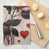 Weelderige harten en Rozen Theedoek (Quarter Fold)