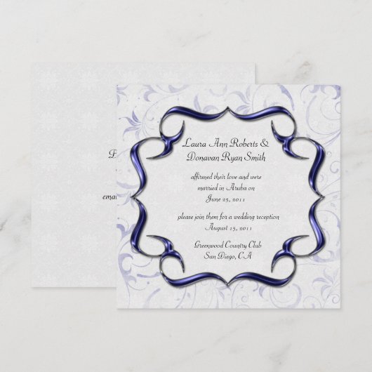 Weelderige helder paarse en zilveren post-huwelijk kaart (Voorkant / Achterkant)