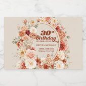 Weelderige herfst koperblush bordeaux 30ste verjaa likeurfles etiket (Enkel label)