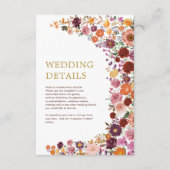 Weelderige Herfst Wildflower Meadow Wedding Detail Informatiekaartje (Voorkant)