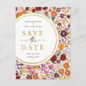 Weelderige Herfst Wildflowers Wedding Save the Dat Aankondigingskaart (Voorkant)