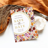 Weelderige Herfst Wildflowers Wedding Save the Dat Aankondigingskaart