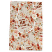 Weelderige herfstkoperblush bloemen 30e verjaardag medium cadeauzakje (Achterkant)