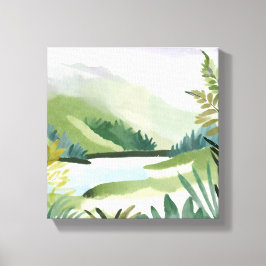 Weelderige Heuvel | Groene Aquarel Natuur Schilder Canvas Afdruk