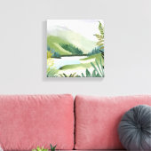 weelderige heuvel | Groene Waterverf Natuur schild Canvas Afdruk (Insitu (Woonkamer))