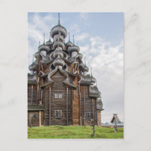 Weelderige houten kerk, Rusland Briefkaart