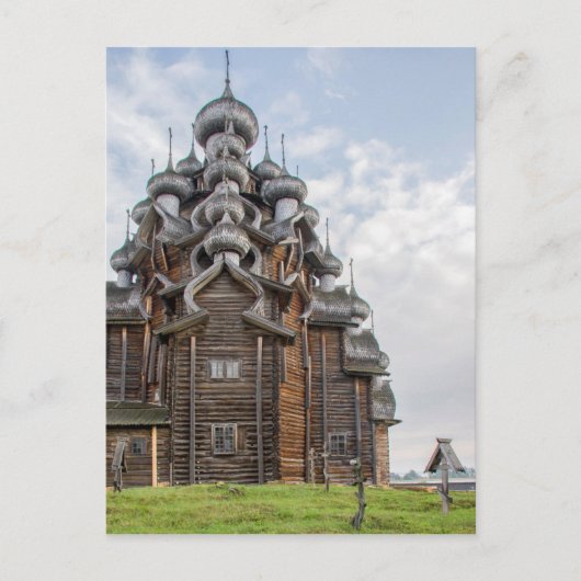Weelderige houten kerk, Rusland Briefkaart (Voorkant)