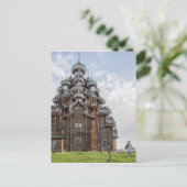 Weelderige houten kerk, Rusland Briefkaart (Staand voorkant)