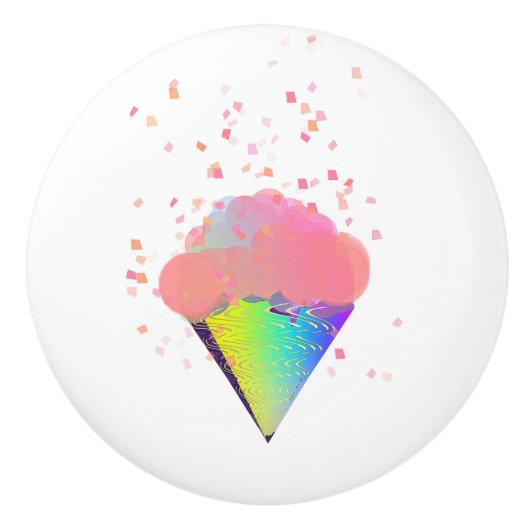 WEELDERIGE IJSKEGEL KERAMISCHE KNOP (Voorkant)