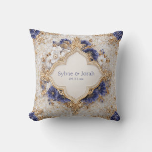 Weelderige Indigo Blauw Gouden Barok Vierlobbig Li Kussen