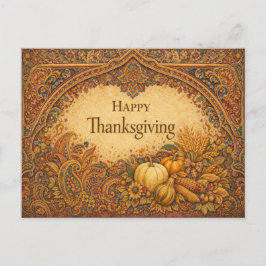 Weelderige juweeltoon paisley Thanksgiving oogst Feestdagenkaart