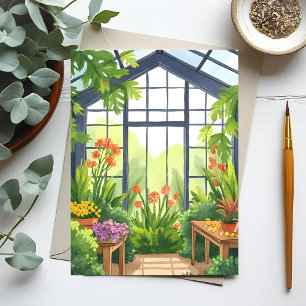 Weelderige Kas   Bloemrijke Botanische Tuin Briefkaart