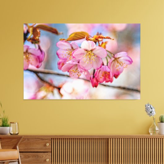 Weelderige Kersenbloesem In De Lentetuin Canvas Afdruk (Insitu (Woonkamer))