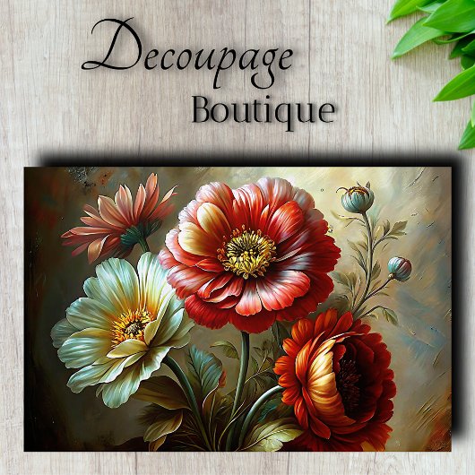 Weelderige klaprozen & pioenrozen Decoupage Tissuepapier