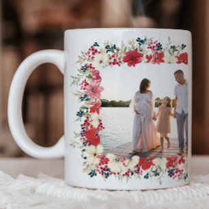 Weelderige klassieke bloemenkerst botanische foto koffiemok