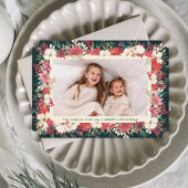 Weelderige klassieke bloemenkerst botanische gesch feestdagenkaart