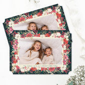 Weelderige klassieke bloemenkerst botanische gesch feestdagenkaart