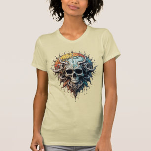 Weelderige Kosmische Schedel Gotische Barokke Mand T-shirt