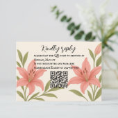 Weelderige Lily QR Code RSVP Kaart (Staand voorkant)