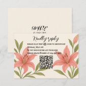 Weelderige Lily QR Code RSVP Kaart (Voorkant / Achterkant)
